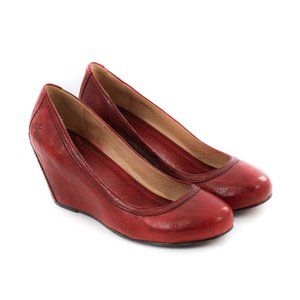 FRYE Carson Wedge Pump Red Leather